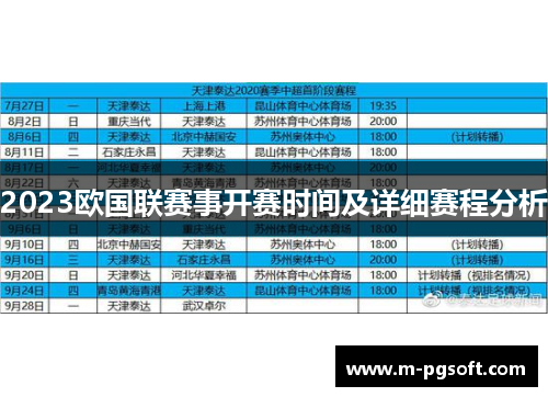 2023欧国联赛事开赛时间及详细赛程分析